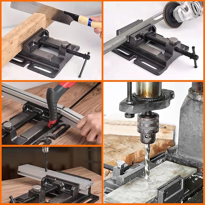 MYTEC Drill Press Vise, 4.0" Black, Quick Release Workbench Industrial Vise Clamp, High-grade cast steel Bench Clamp