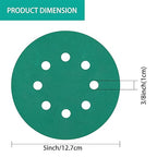 100PCS 150 Grit Premium Green Sanding Discs, 5-Inch 8-Hole Sandpaper for Random Orbital Sander