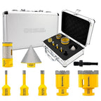 HIGHDRIL Diamond Drill Bits Kit - 6/8/10/35/50mm/25mm Finger Bit+50mm Chamfer Bit+SDS Adapter with 5/8-11 Thread for Porcelain Ceramic Tile Granite Marble Brick