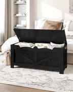 39.4" Storage Bench, Storage Chest, Lift-Top Storage Trunk with 2 Safety Hinges, Wooden Storage Box Chest Organizer for Bedroom, Entryway, Living Room, Black SB04504X