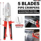 MAXPOWER 2-Piece Sheet Metal Hand Seamers, 5 Blade Pipe Crimper and 3-inch Offset Jaw Sheet Metal Bender with Ergonomic Handle