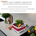 Collapsible Wash Basin 9L, Foldable Dish Tub with Drain Plug, Portable Collapsible Dish Basin, Camping Sink for Washing Dishes, Laundry & Kitchen Use (Viva Magenta)