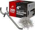 200 Pack PEG Board Pegboard Shelving Hooks 4" Length Wholesale Lot