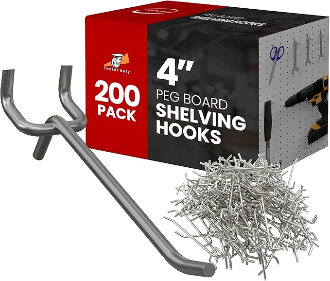 200 Pack PEG Board Pegboard Shelving Hooks 4" Length Wholesale Lot