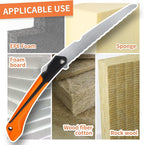 Folding Insulation Hand Saw, 10 Inch Steel Blade Wavy Teeth Serrated Sharp Utility Tool, Foldable for Cutting Foam, Mineral Wool, Styrofoam Rockwool (Folding Hand Saw)