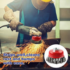 Rocaris 10 Pack Wire Cup Brush for Grinders, Wire Wheels for 4 1/2 Angle Grinder, 3 Twisted Knotted & Coarse Crimped Cup Brush