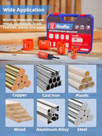 HIGHFIRE 17 Pcs 1/4" Hex Shank Hole Saw Kit for Impact Driver, 3/4" to 2" Bi-Metal Heavy Duty Hole Cutter for Metal, Wood and Plastic, Smooth and Precise, Fast Chip Removal.