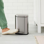 Amazon Basics Smudge Resistant Mini Rectangular Trash Can With Soft-Close Foot Pedal, Brushed Stainless Steel, for Bathroom & small space, 5 L /1.32 Gal, Satin Nickel Finish, 7.3x8.5 x11.8 in (LxWxH)