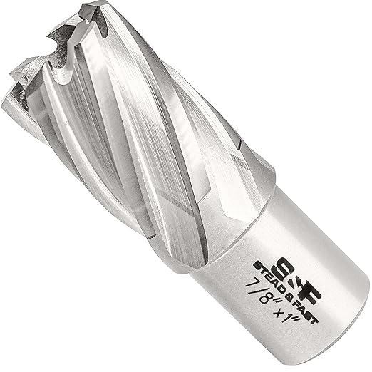 S&F STEAD & FAST Annular Cutter, 7/8" Cutting Diameter x 1" Depth of Cut for Magnetic Drill Press, Mag Drill Bit with Pilot Pin