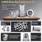 Rivet Nut Assortment Kit, 270 PCS Recessed Rivet Nuts, Rivet Nut Sorting Tool, (M8 M6 M5 M4 M3) for Automotive, Home Decor and Industrial Products