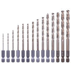 NordWolf 14-Piece M35 Cobalt Drill Bit Set for Stainless Steel, Hard Metals & Cast Iron, Jobber Length with 1/4" Hex Shank, SAE Sizes 1/16" to 1/4"