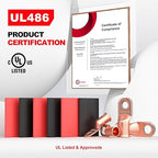AIRIC 10 PCS UL Listed 4 AWG - 5/16" Battery Cable Lugs, Heat Shrink Ring Terminals End, Copper Cable Ends, Wiring Connector Terminal, Electrical Crimp Connectors, Wire Lug for 4 Gauge Wires
