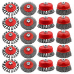 Rocaris 20 Pack Wire Wheel Cup Brush, 4 Inch Twisted Knotted & Coarse Crimped Cup Brush for Angle Grinders, 5/8 -11 Inch Threaded Arbor for Drill