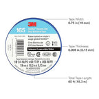 3M Temflex Multi-Purpose Vinyl Electrical Tape 165, Blue, 3/4 in x 60 ft (19 mm x 18 m), 10 Roll Pack