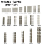 Cobalt Drill Bit Set for Hardened Metal and Stainless Steel, 122Pcs M35 High Speed Steel Twist Jobber Metal Drill Bits 1/16"-1/2", with Plastic Index Storage Case