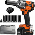 Impact Wrench with 3-Speed Torque Settings (380/600/900N.m),1/2 Impact Gun Chuck & 3/8" Adapter,4Ah Battery & 2.0Ah Fast Charger,Power Tool Kits for Impact Drill,Heavy-Duty Tasks