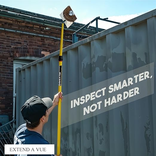 Telescoping Inspection Mirror - Standard Fiberglass, Lightweight & Durable, 3 ft - 6 ft Pole, 6 x 6 inch Acrylic Mirror