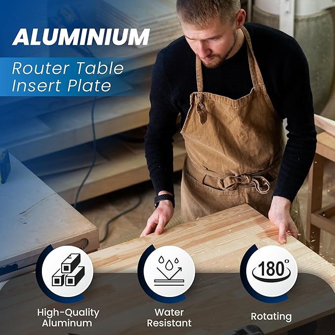 Elestoria Aluminum Router Table Insert Plate | Router Flip Plate for Woodworking Benches| Miter Gauge Guide, Sliding Fence Brackets, Tenon Ruler | Versatile Trimming Engraving Table | Silver 111
