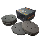 POWERTEC 4D14600 6" A/O Hook and Loop/Back Film 6 Hole Disc, Assortment Grits 40, 80, 100, 120, 180, 220, 320, 400, 600 and 800, Grey, 100-Pack