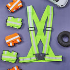 Hercicy 20 Pcs Reflective Vest High Visibility Safety Vests, Adjustable Bright Neon Lightweight Strap Gear (Green,Orange)