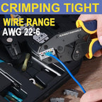 haisstronica 8PCS Crimping Tool Set - Ratchet Wire Crimping Tool for Heat Shrink,Insulated Nylon,Non-Insulated,Ferrule Wire End,Open Barrel Terminals,Solar Connectors