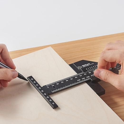 Scriber Gauge – Precision Marking Tool, Measuring Ruler, Layout Square, Thickness Gauge, CNC Aluminum Woodworking Tool for Joinery, Framing, Cabinet, DIY Projects (Old, 300mm)