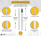AdirPro 14-Foot Aluminum Grade Rod – 8ths, Dual Sided 5-Section Telescopic Leveling Rod – Bubble Level and Soft Carrying Case Included