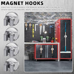 4 Pcs Magnetic Mop Broom Holder Movable Magnetic Broom Holder Rack, Anti Slip Wall Mounted Utility for Cleaning Tools, Garage, Kitchen, Laundry, Garden (Silver)