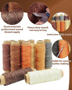 PLANTIONAL Leather Working Tools for Beginners: Professional Leather Craft Kit with Waxed Thread Groover Awl Stitching Punch for Leathercraft Adults Gifts 02