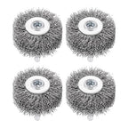 dophee 4Pcs 2 Inch Wire Wheel Brush for Drill Attachment 0.0118" Coarse Crimped Carbon Steel Wire 1/4 Inch Round Shank Wire Wheel Brush for Rust Corrosion Paint Removal