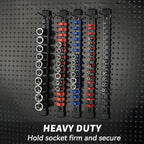 Socket Organizer Drive ABS Tools - Black Socket Holder, Premium Quality 6 Pieces Socket Holders Kit 1/4-Inch x 32 Clips, 3/8-Inch x 30 Clips, 1/2-Inch x 24 Clips（6PC,Black)