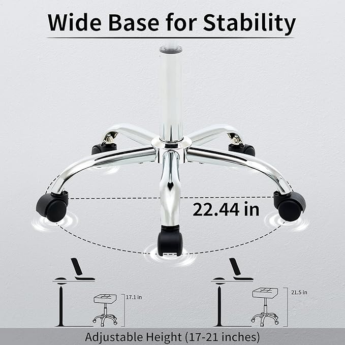 Adjustable Drafting Stools 17-21 inch (Saddle Shaped Seat) (300lbs Capacity) Office Stool with Wheels (Gray)