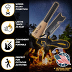 Ferro Rod Fire Starter, Fire Steel Striker with Wood Handle and Lanyard, for Camping, Backpacking, Outdoor Survival, and Emergency Situations