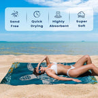 2 Pack Microfiber Beach Towel Oversized 71"x32" Sand Free Quick Dry Absorbent Lightweight Thin , Compact Towels for Travel Swimming Pool Yoga Gym Camping Beach Accessories Vacation Essentials Gift