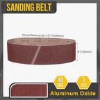 4 x 52 1/2 Inch Sanding Belt, 3 Pcs 80 Grit Aluminum Oxide Knife Sharpener Belts Work Sharpening for Belt Sander Knife Carving Tool Metal Working