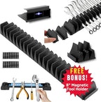 46PCS Magnetic Modular Wrench Organizer with 8" Magnetic Tool Holder, Wrench Rack for Tool Box Drawer, SAE & Metric Labels, Space-Saving Storage, Gift for Professional Mechanics Men, Black