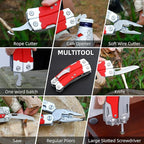 HANSHI G10 Handle Multitool Pliers with YG10 Tungsten Steel Replaceable Wire Cutters 12 in 1 Multi Tool Pocket Knife with Safety Lock,Saw,Bottel Opener for Camping,Survival with Nylon Sheath (red)