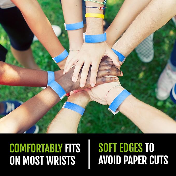 10,000 WristCo Neon Blue Tyvek Wristbands for Events - Tamper-Proof Design & Fluorescent Color Prevent Reuse Premium-Grade Bracelets for Hospital & Medical ID, Party & VIP Identification