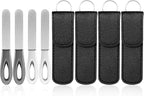 4 Pack Nail File Metal, 3.54IN Stainless Steel Fingernail Files Double Sided Grit Nail Filer with Leather Cases and Non Slip Handle