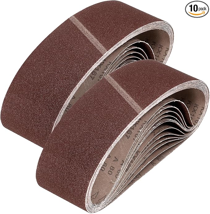 HARFINGTON 6 x 48 Inch Sanding Belts, 10 Pcs 80 Grits Aluminum Oxide Abrasive Belt Sander File Belt for Woodworking, Metal Polishing, Knife Sharpener