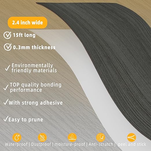 GSCIT Club Dark Walnut Wallpaper, 2.4 inch X 15ft Self Adhesive Wood Grain Repair Tape Dark Walnut Repair Patch for Tables, Chairs, Baseboards, Doors, Windows, Floors, Handicraft DIY.