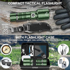 Flashlights High Lumens Rechargeable, Super Bright Long Range Small Powerful Flashlight, 6 Modes LED Tactical Pocket Waterproof Flash Light for Home Emergency (2, Green)