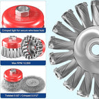 7 PCS Wire Wheel Brush for 4-1/2" Angle Grinder, Carbon Steel Knotted & Crimped Cup/Wheel Brushes (3" & 4"), Heavy Duty Rust, Paint, Corrosion Removal, 5/8"-11 UNC Threaded Arbor