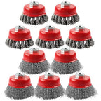 Rocaris 10 Pack Wire Cup Brush for Grinders, Wire Wheels for 4 1/2 Angle Grinder, 3 Twisted Knotted & Coarse Crimped Cup Brush