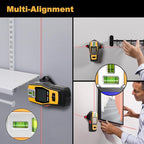 PREXISO 2-in-1 Stud Finder with Laser Level, Rechargeable Multi Surface Cross Line Laser & Wall Stud Scanners Tool for Hanging Frames & Picture, Wood Ac Wire Metal Studs Joist Pipe Detection