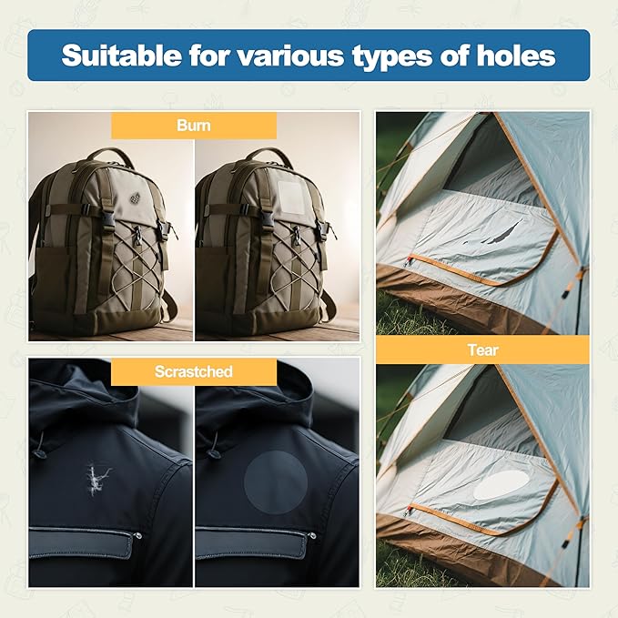 KING MOUNTAIN Self Adhesive Nylon Fabric Repair Patch, 9×11 Inches 4 Pcs, Quick Down Jacket Repair Patch, Waterproof Outdoor Gear Patch Kit for Tent,Backpacks,Umbrella, Gloves, Sleeping Bag (White