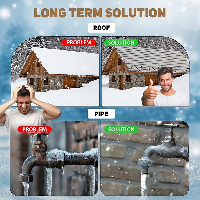 HEATIT JHSF1 Self Regulating Pre-Assembled Heating Cable with Spacer and Clips, Heat Tape for Roof Deicing and Pipe Freeze Protection,120V 5W/ft, 6FT