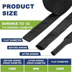 2:1Heat Shrink Wire Loom Braided Cable Sleeves,Heat Resistant Fabric Woven Shrink Tubing Wiring Harness for Protection Automotive,Harness Cable,Cable Management (1/2"-12ft)