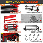 Homecor Power Tool Organizer Wall Mount with Charging Station, 4-Layer Drill Holder Heavy Duty Metal Storage Rack for Garage Organization Drill Storage Shelf, Fathers Day Dad Gifts for Dad Husband