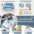Portable Sink: Patented Wash Station with Electronic Faucet | 2 Gallons | Easy Setup | Indoor & Outdoor Use | Ideal for Dishwashing, Camping Hygiene, Gardening, Pottery & More